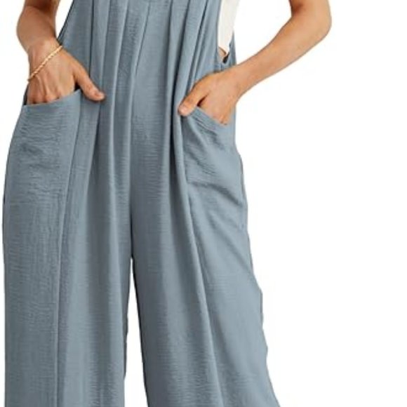 Pleated Tie Shoulder Bib Overalls - Picture 3 of 5